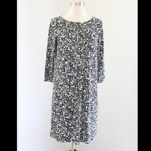 J Jill Black and White Smocked Dress